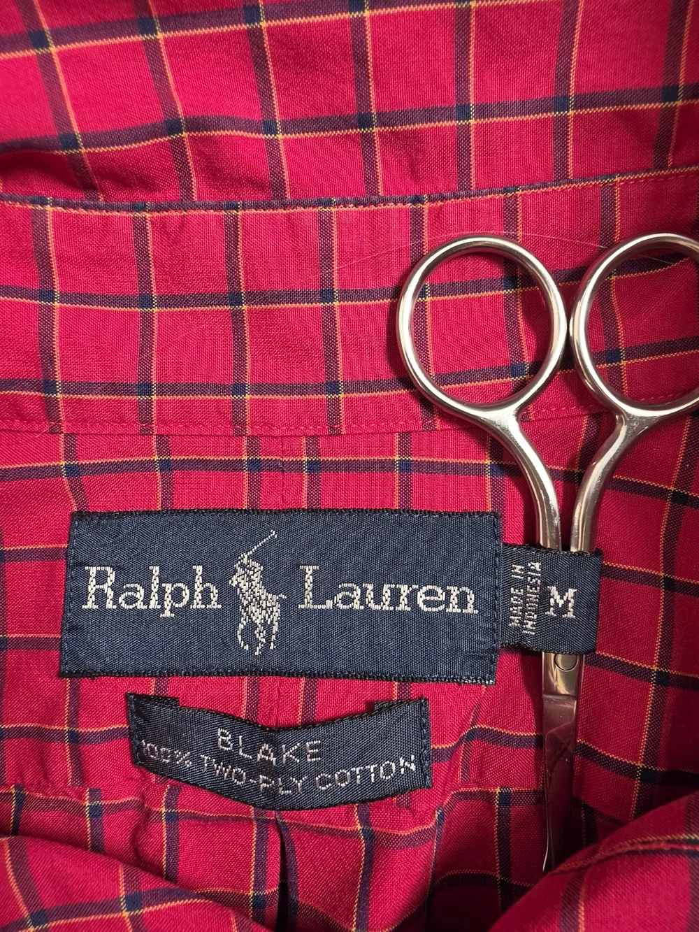 Bundle Of 4 Polo by Ralph Lauren Red, Green, White & Blue Windowpane Mens Shirts